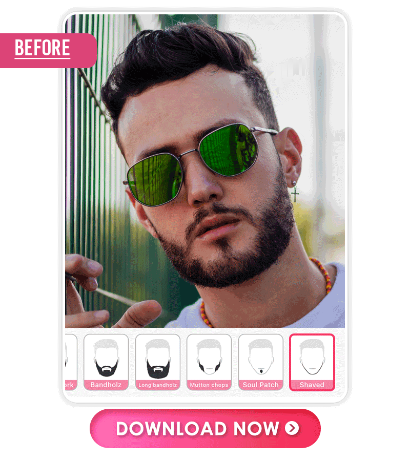 Animação do filtro de barba do YouCam Makeup, uma alternativa ao FaceApp.