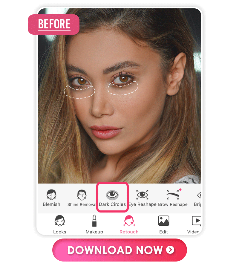 Best dark circle removal photo app to get rid of dark circles in photos naturally and easily, YouCam Makeup.