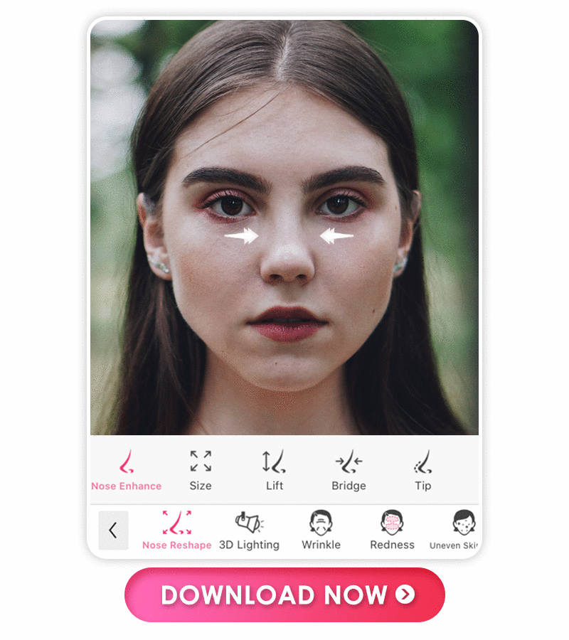 Edit nose shape on photo with the best nose editor photo app, YouCam Makeup.