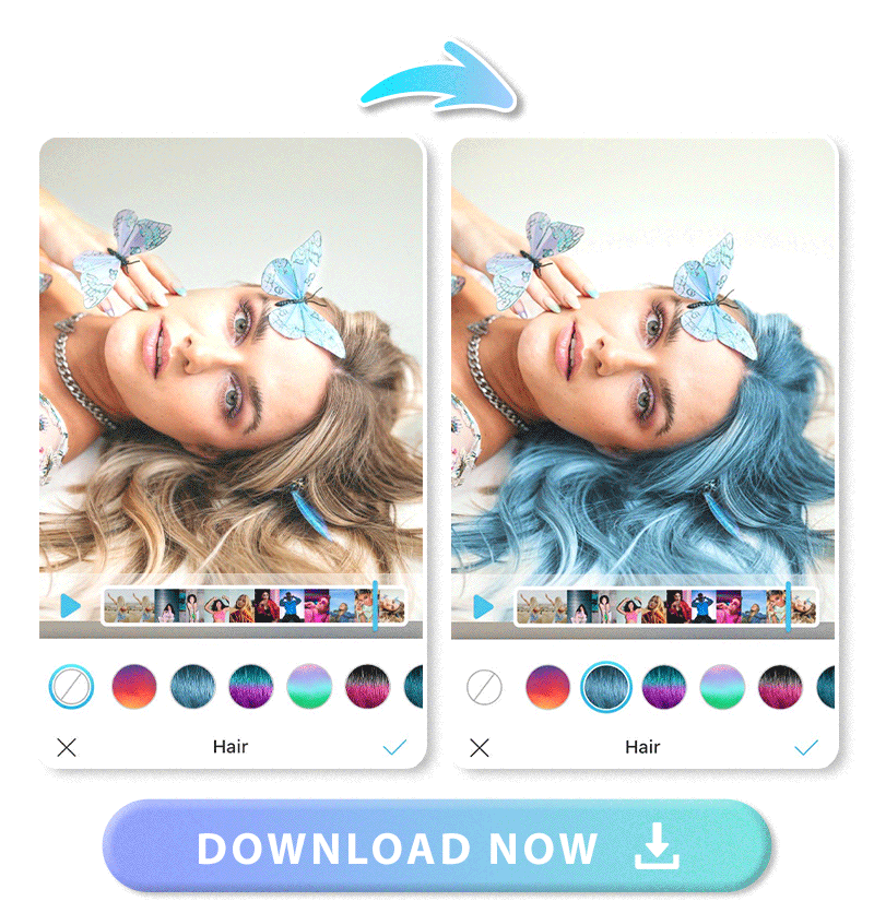 Change hair color on videos with the best video hair color changing app, YouCam Video.