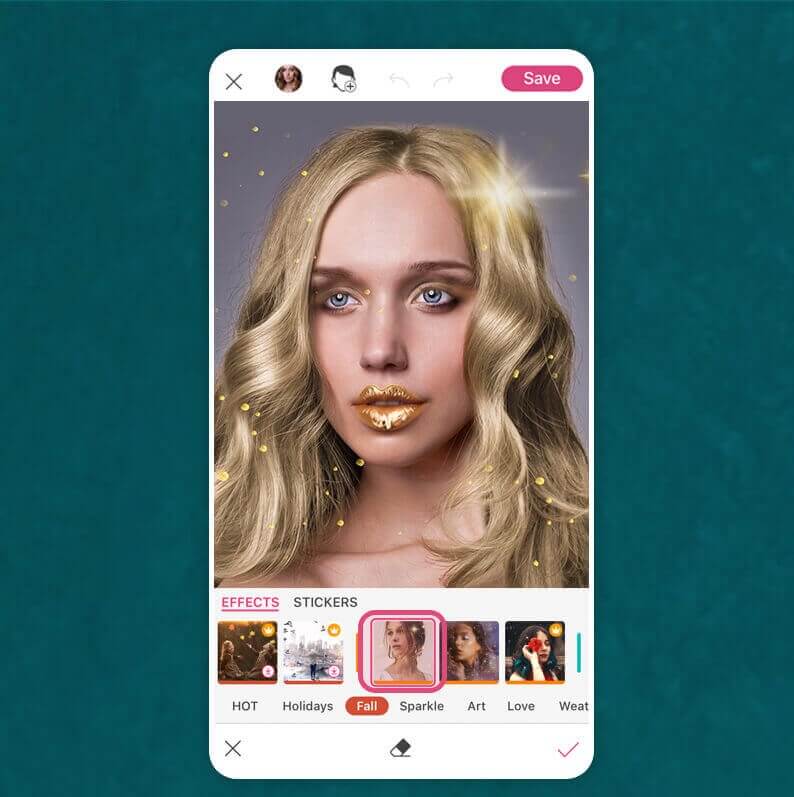 增加金色閃亮動態效果，把自拍照變成電影海報