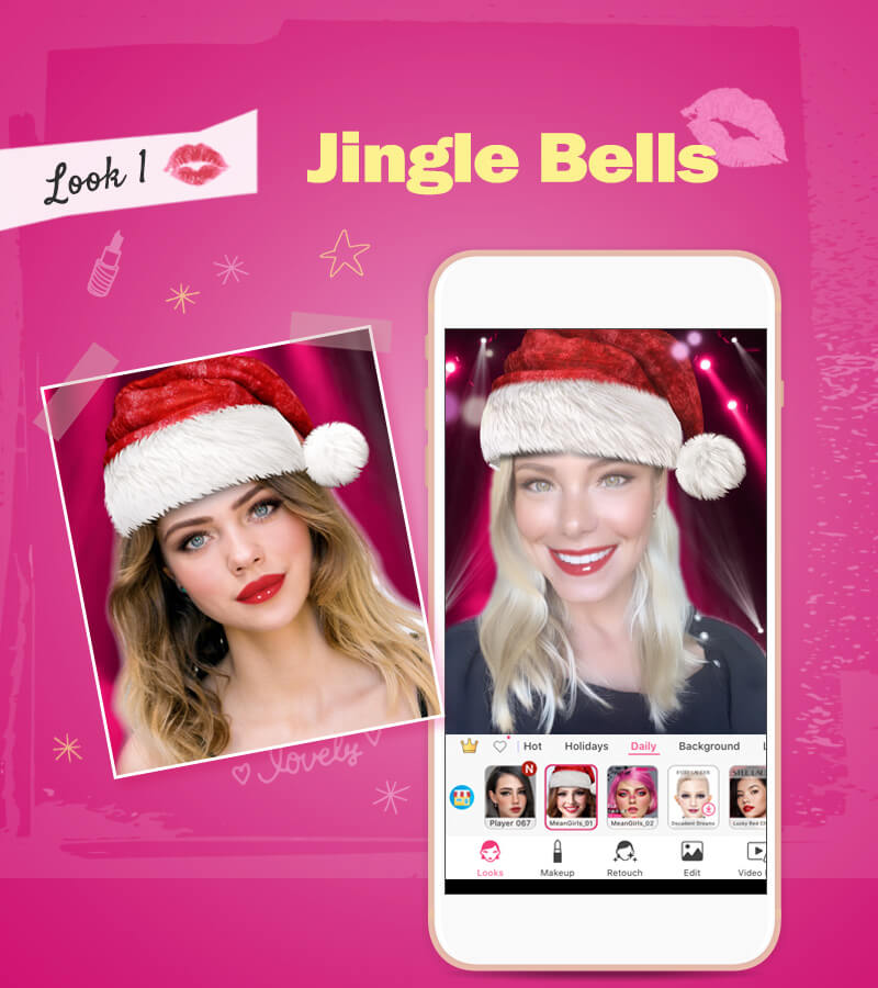 Dieser Make-up-Filter ist der Jingle Bell Rock-Szene in "Girls Club" nachempfunden.