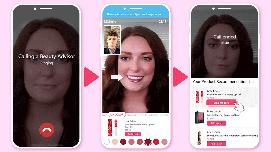 美容部員とライブ通話