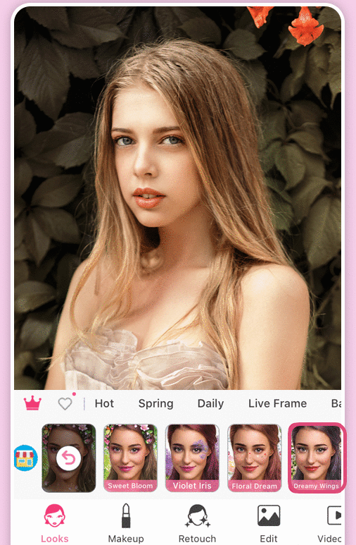 Maquillaje con flores con el app para editar fotos iphone
