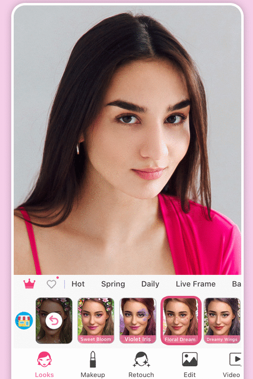 Maquillaje de flores con el app para editar fotos iphone
