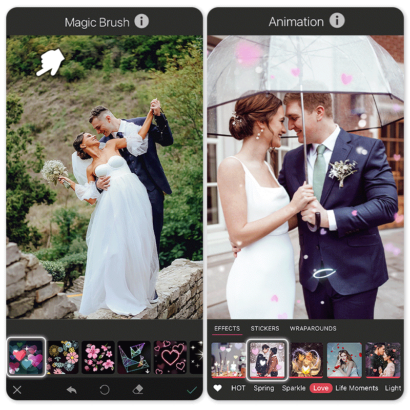 Hochzeitsfotos bearbeiten mit der besten Fotobearbeitungs-App.