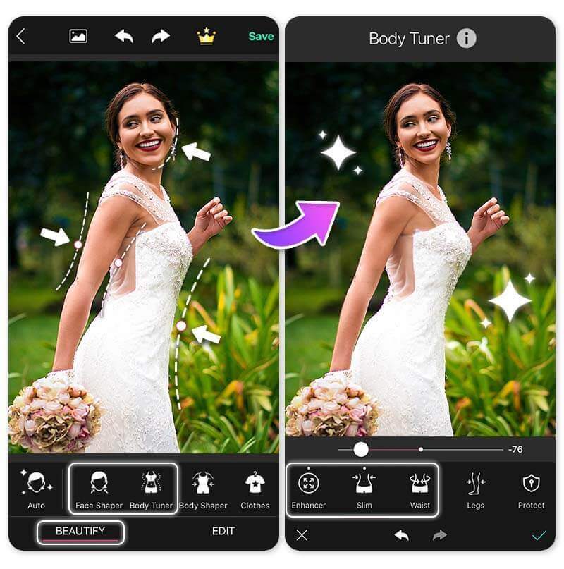 Hochzeitsfotos bearbeiten mit der besten Fotobearbeitungs-App.