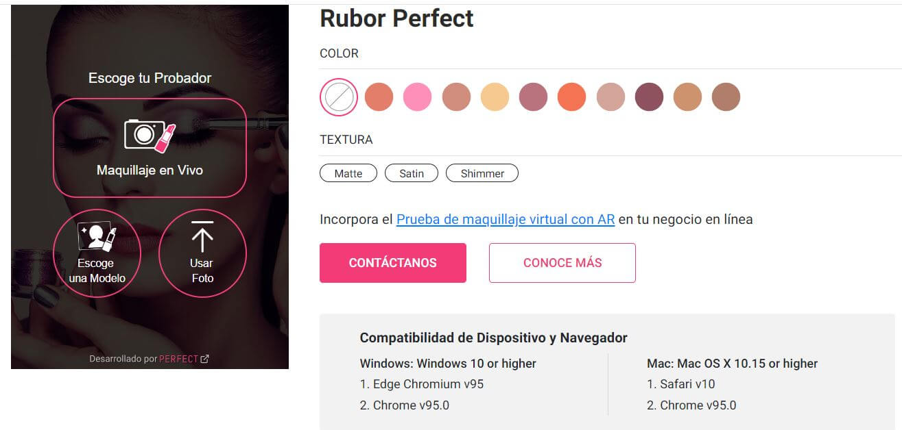 espejo virtual de maquillaje