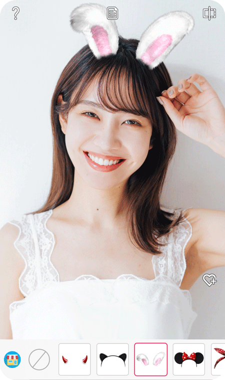 アプリで動物のフィルターをかける様子