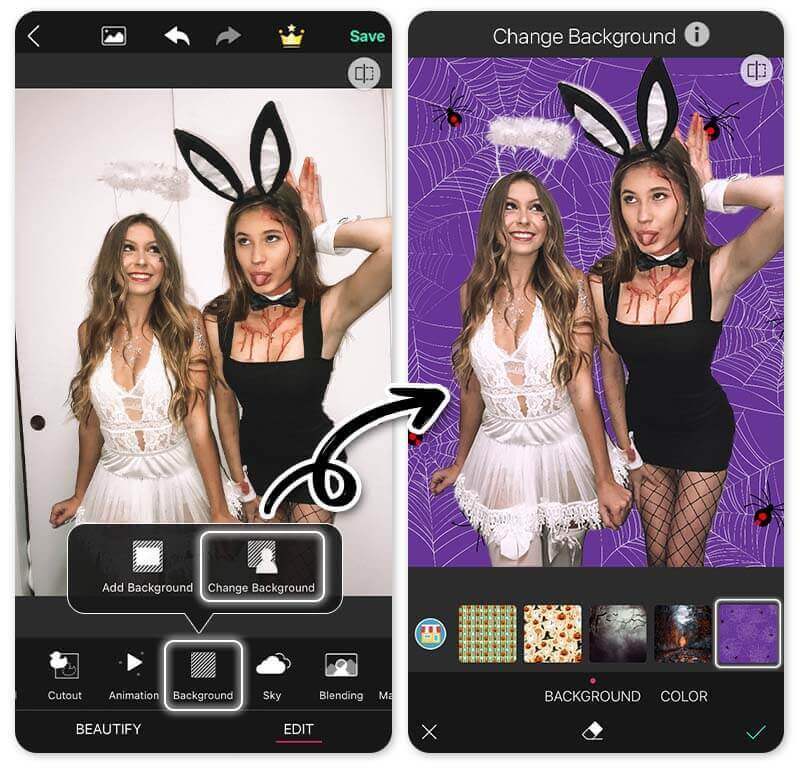 So kannst du Halloween-Hintergrundbild in der App verwenden.