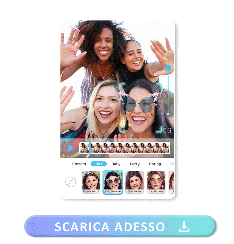Il miglior video editor per iPhone e Android. Modifica il tuo viso, crea collage video, aggiungi filtri video, modifica il trucco nei video con questo editor video scaricabile gratuitamente.