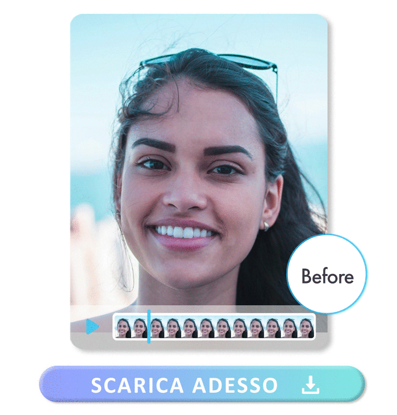 Modifica la forma del viso nei video con il miglior editor di volti per video: dimagrimento del viso, modifica delle dimensioni del naso, modifica delle sopracciglia e molto altro.