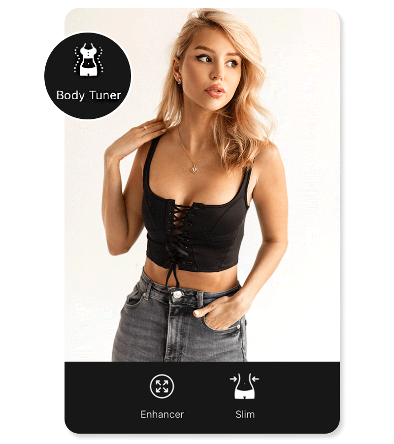 Enhance breast and waist shape in photo with YouCam Perfect.