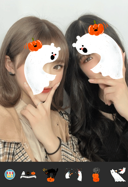 ハロウィンの顔隠しスタンプ