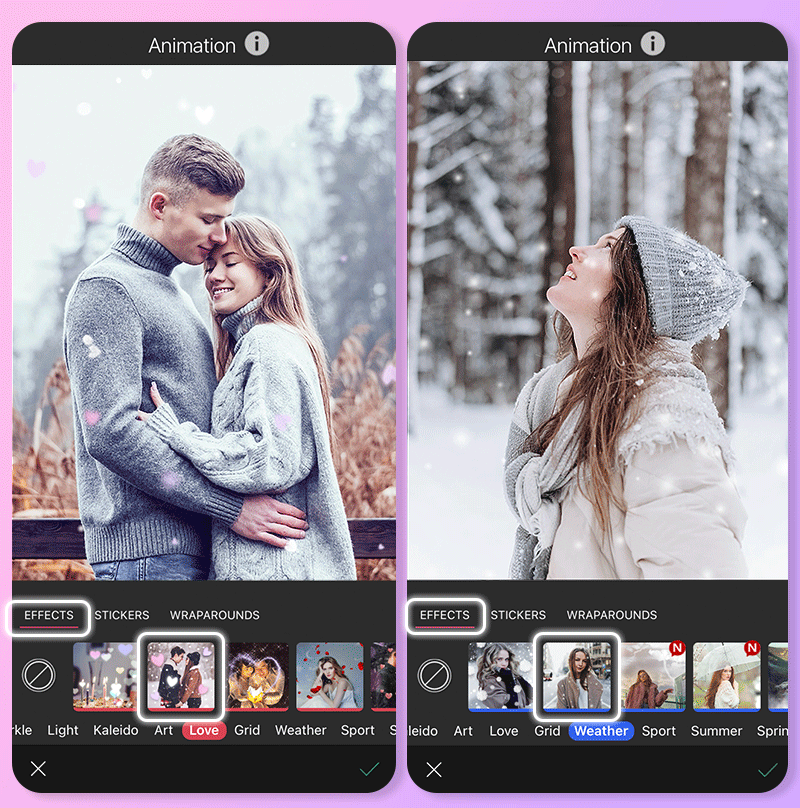 Ajouter un effet neige pour Noël sur photo avec l'appli gratuite YouCam Perfect