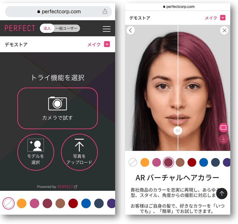 ヘアカラーデモ ヘアカラーデモ画面