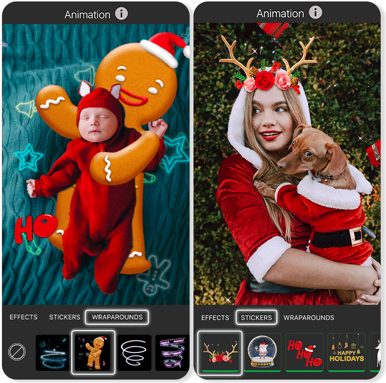 Stickers de Noël avec bonhomme de pain d'épices, animation de Noël