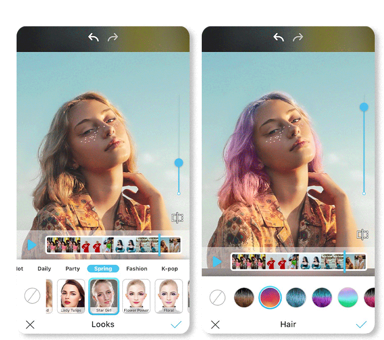 Ajouter du maquillage et changer couleur de cheveux sur vidéo
