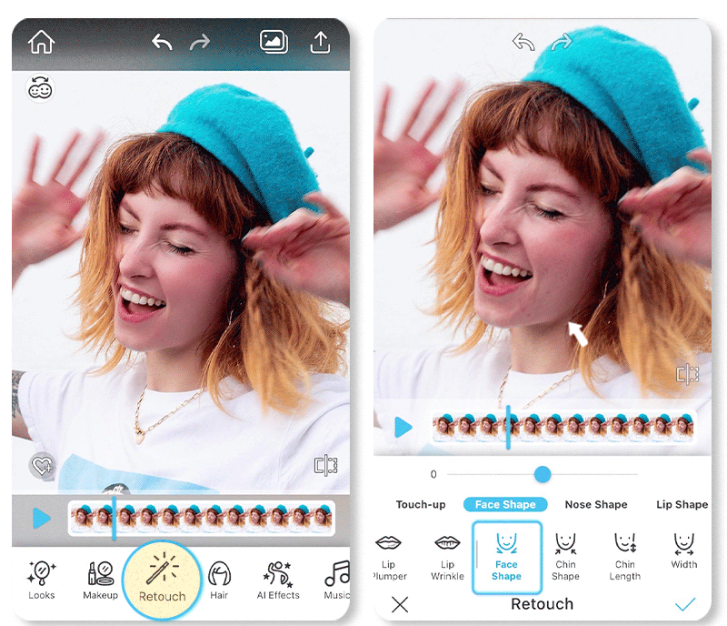 Appli pour retoucher le visage sur vidéo