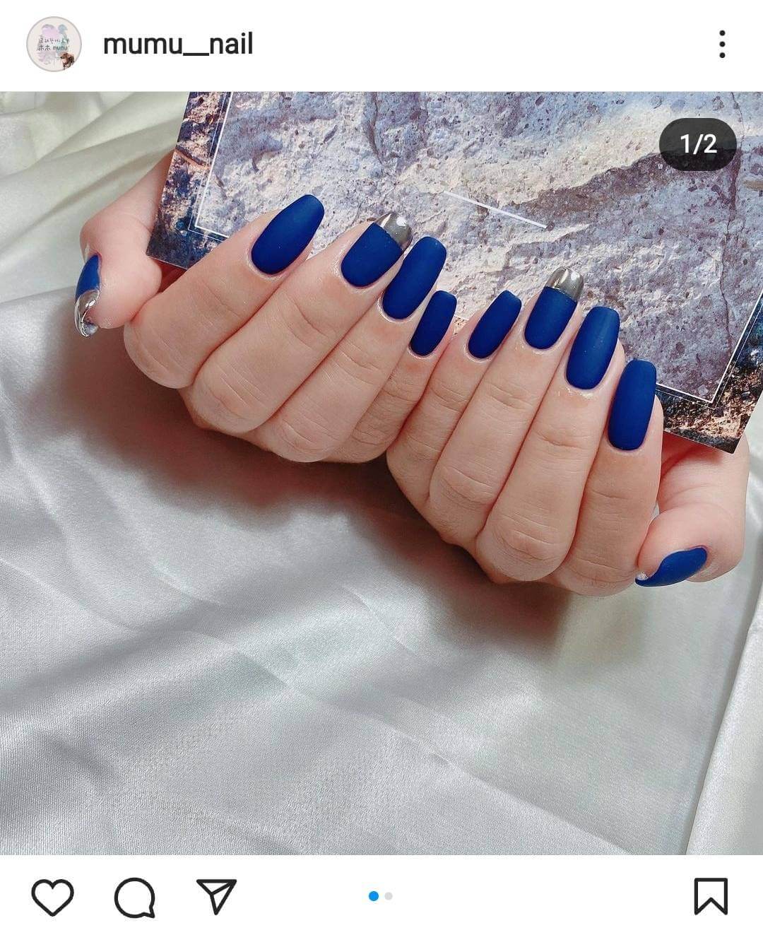 霧面克萊因藍美甲