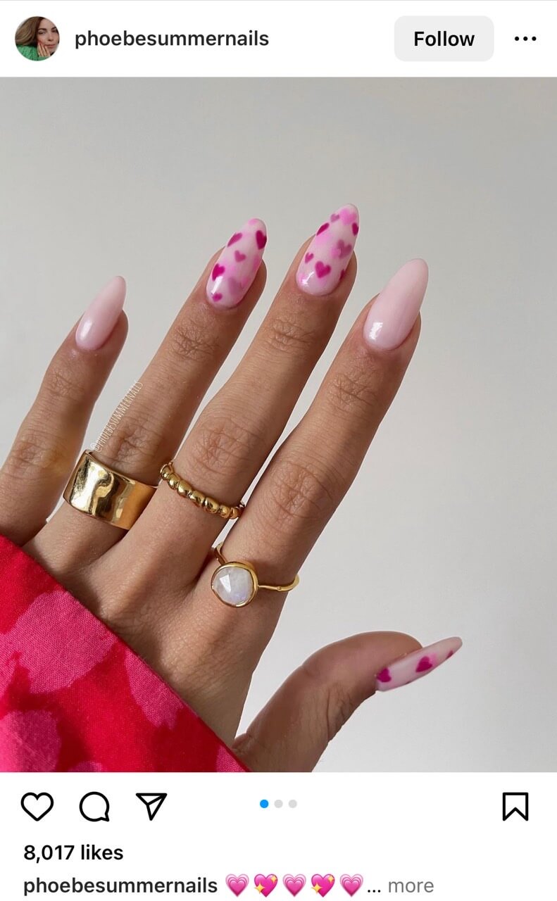 Diseños de uñas para San Valentine
