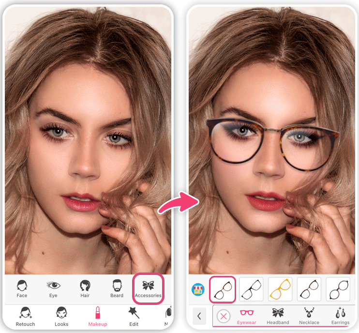 Application pour essayer des lunettes virtuellement