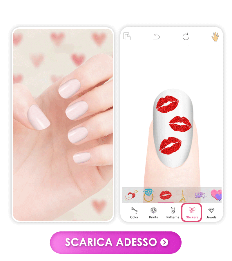 Unghie San Valentino con baci