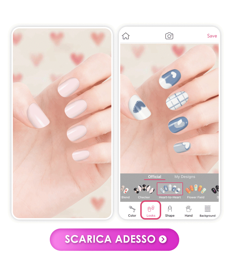 Unghie per San Valentino Con Cuori Blu