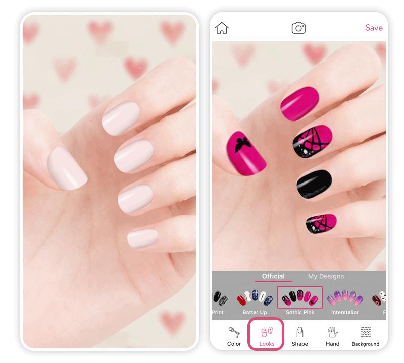 Valentinstags-Nägel im Goth-Look