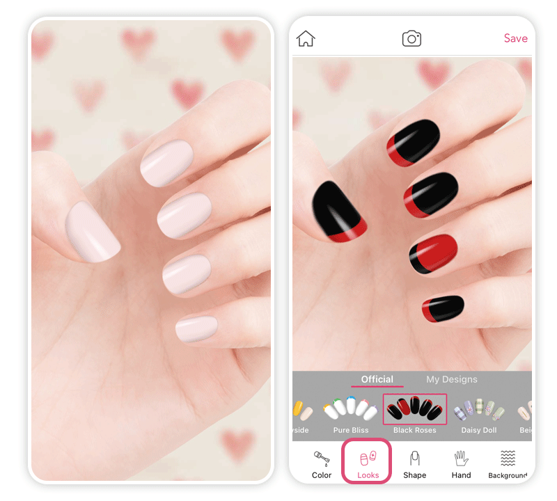 Rot-schwarze Valentinstags-Nägel repräsentiert die schwarze Rose.