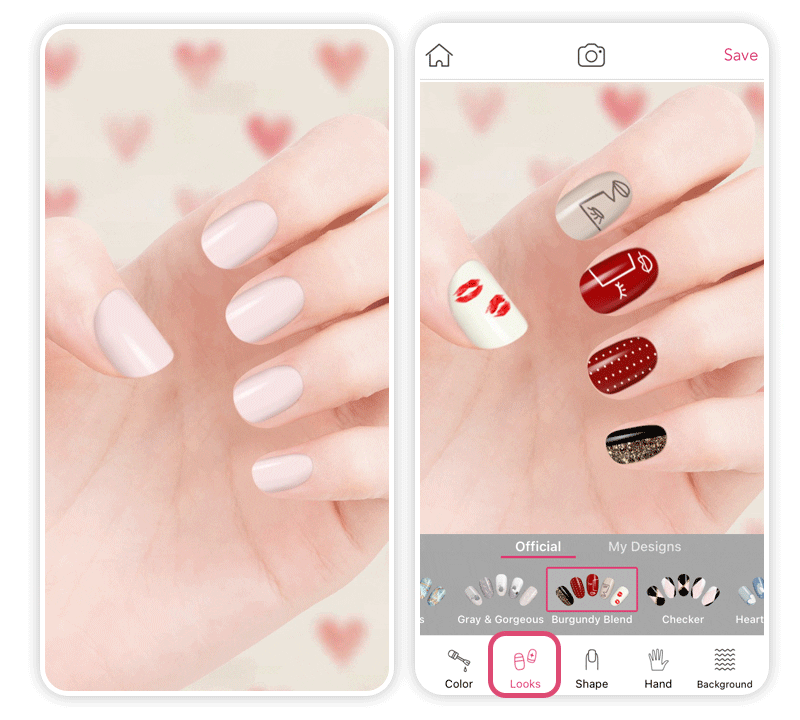 Valentinstags-Nägel mit kreativem Design.