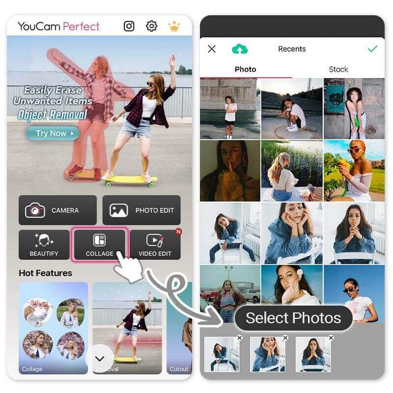 Poster-Vorlagen in der YouCam Perfect App auswählen.