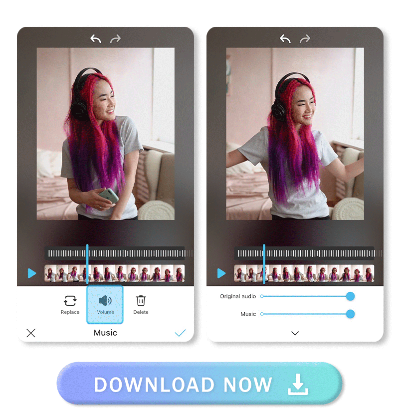 Adjust volume and original audio on your videos