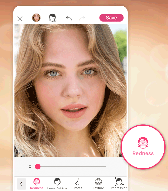 O YouCam Makeup pode remover vermelhidão da sua pele nas fotos
