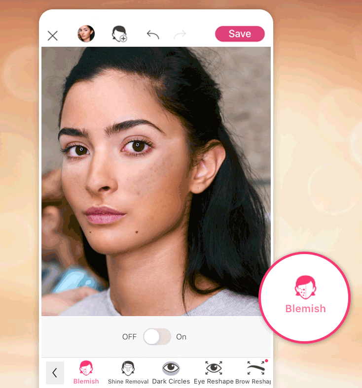 A ferramenta do YouCam Makeup é capaz de selecionar automaticamente as manchas e removê-las