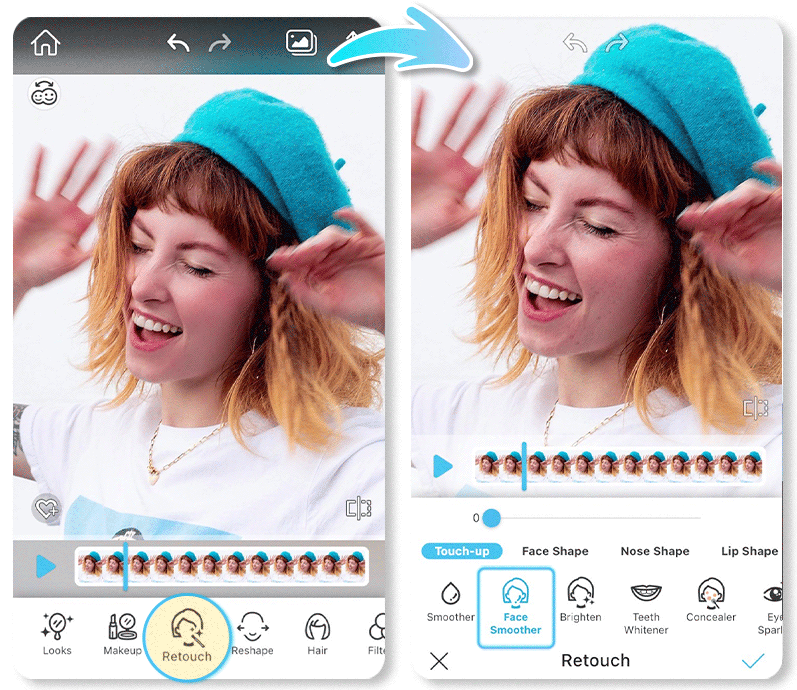 YouCam Vidéo : lisser sa peau sur vidéo avec filtre vidéo