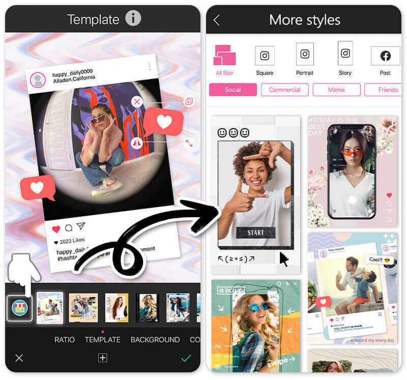 Escolha um template para um instagram