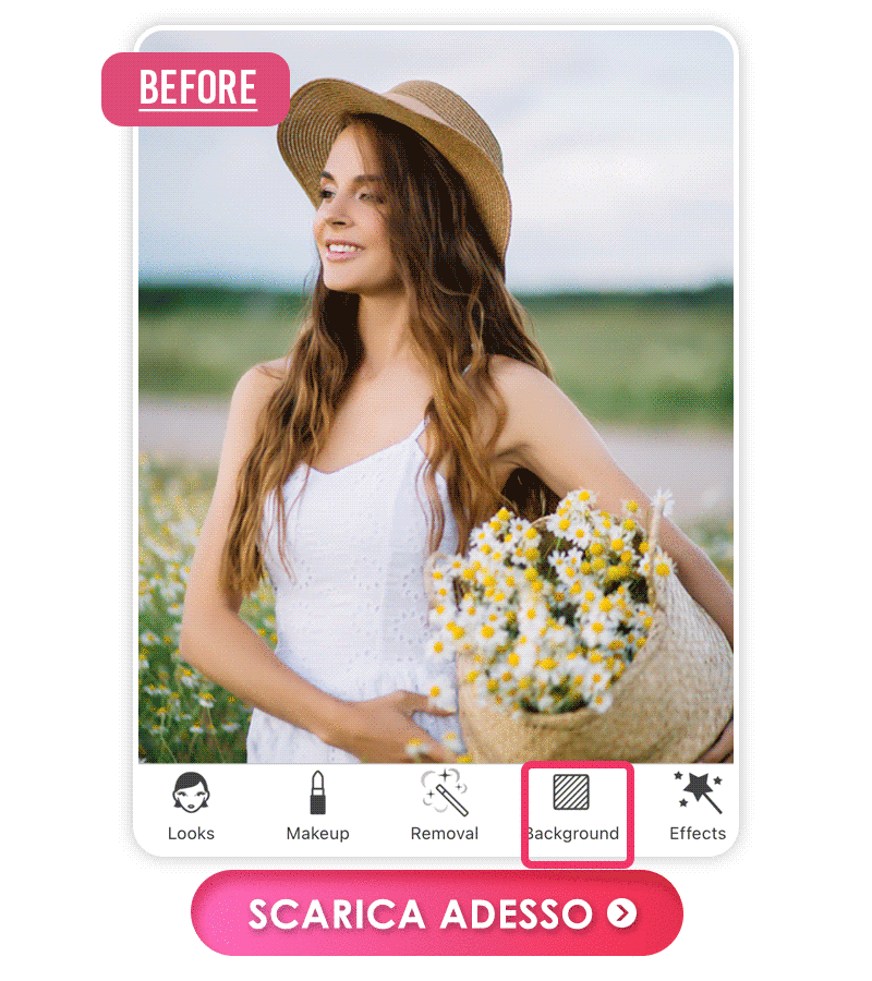 YouCam Makeup è la migliore app per aggiungere sfondi floreali alle foto con oltre 10 opzioni di modelli di sfondi floreali.