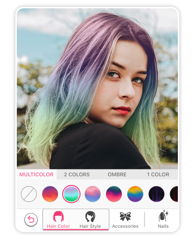 Adicione cores de cabelo no YouCam Makeup