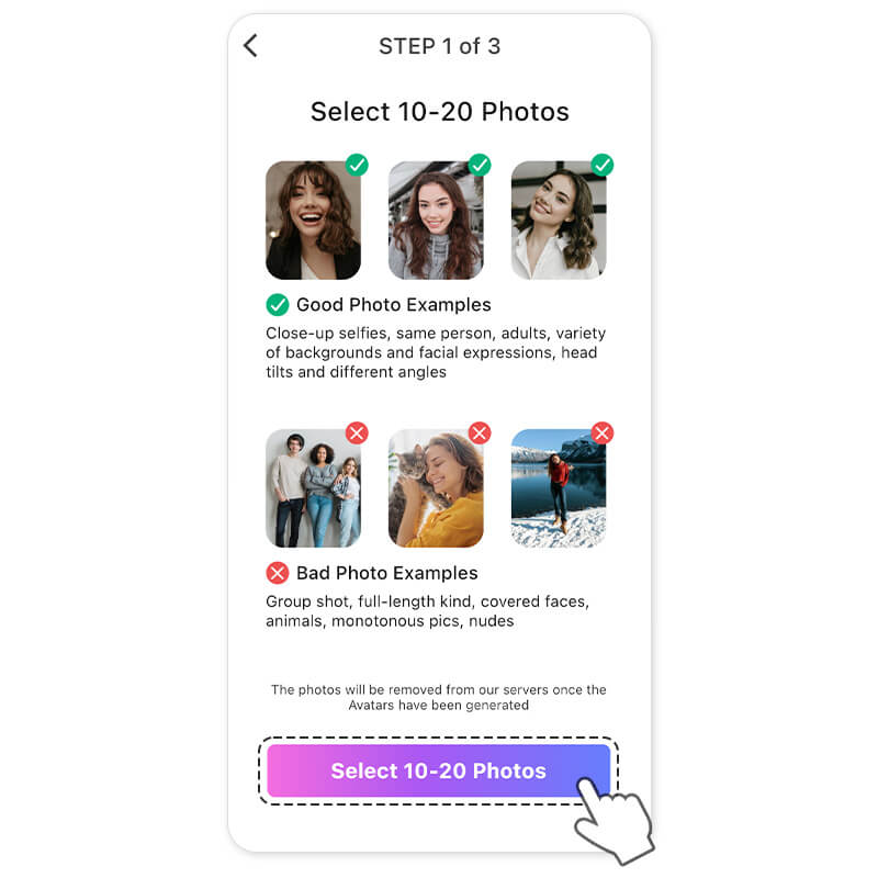 Upload 10-20 Photos for Avatar