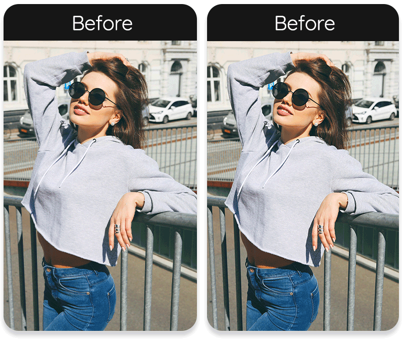 GIF mostrando a precisão ao remover elementos de uma foto com o YouCam Perfect