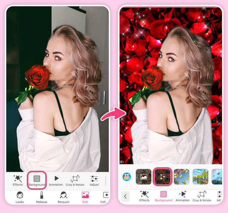 Ajouter des fleurs à l'arrière plan d'une photo