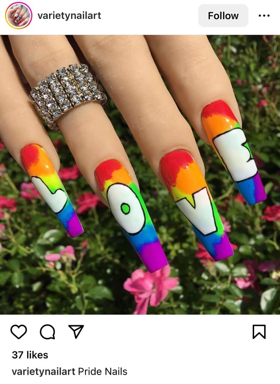Meilleures idées ongle arc en ciel : ongles arc en ciel gay pride
