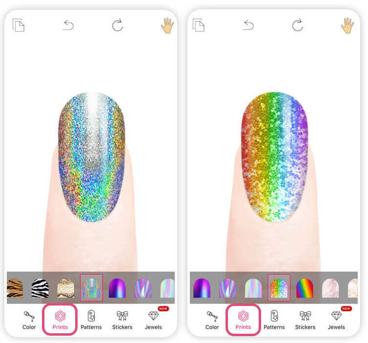 Ongle arc en ciel paillettes