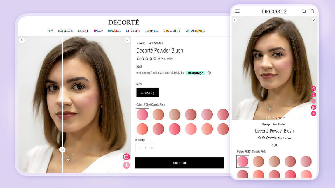 decorte usa el probador virtual de maquillaje de perfect corp