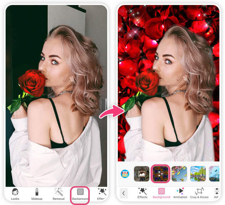 Mettre un fond sur une photo : arrière-plan rose fleurs avec fond d'écran rose rouge