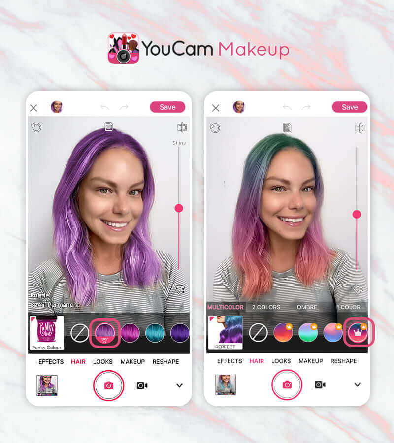 Essayez le Rainbow Hair : cheveux multicolores 