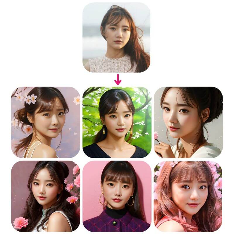 女性のAIセルフィー