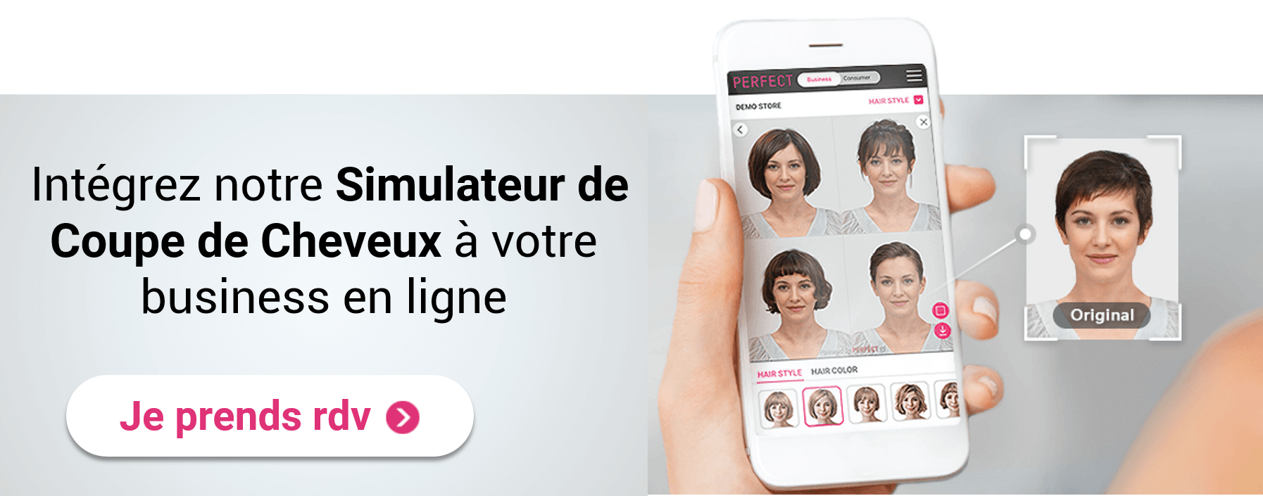Prenez rdv pour intégrer notre Simulateur de coupe de cheveux à votre business en ligne