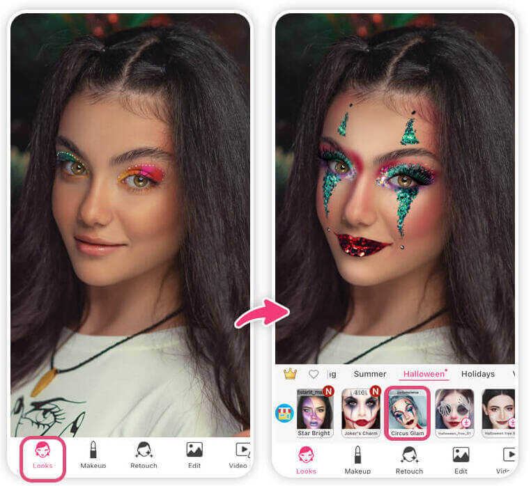Application Halloween : maquillage clown halloween avec meilleurs  filtre photo halloween gratuit  